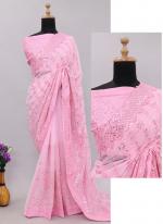 Georgette Pink Party Wear Sequinned Saree